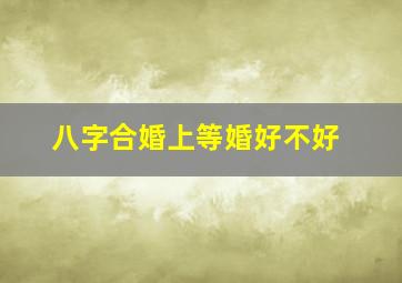 八字合婚上等婚好不好