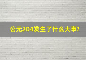 公元204发生了什么大事?