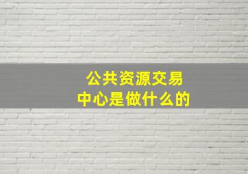 公共资源交易中心是做什么的