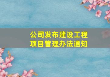 公司发布《建设工程项目管理办法》通知