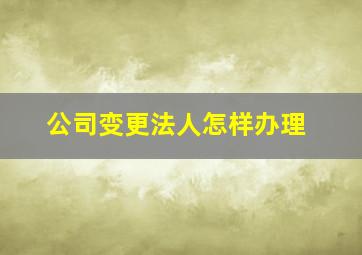 公司变更法人怎样办理