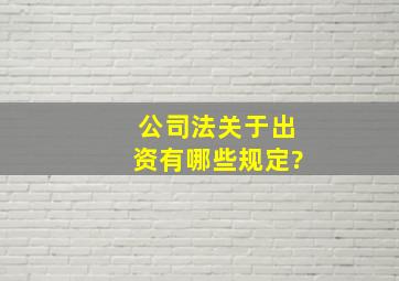 公司法关于出资有哪些规定?