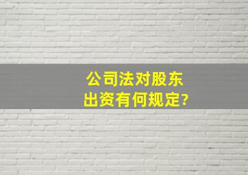 公司法对股东出资有何规定?