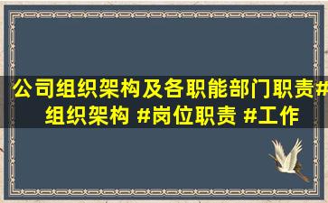 公司组织架构及各职能部门职责。#组织架构 #岗位职责 #工作 