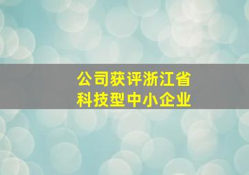 公司获评浙江省科技型中小企业