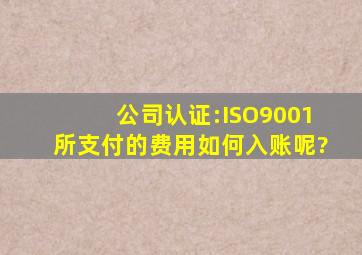 公司认证:ISO9001所支付的费用如何入账呢?