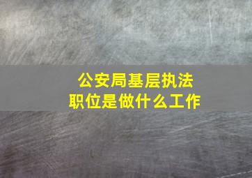 公安局基层执法职位是做什么工作