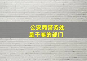 公安局警务处是干嘛的部门 