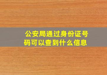 公安局通过身份证号码可以查到什么信息 