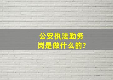 公安执法勤务岗是做什么的?