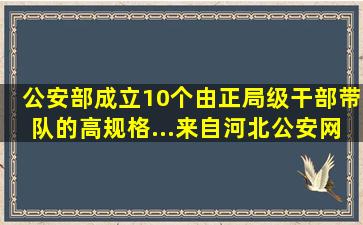 公安部成立10个由正局级干部带队的高规格...来自河北公安网络...