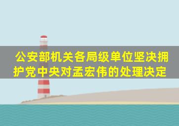 公安部机关各局级单位坚决拥护党中央对孟宏伟的处理决定 