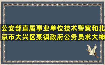 公安部直属事业单位技术警察和北京市大兴区某镇政府公务员,求大神...