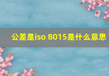 公差是iso 8015是什么意思