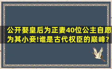 公开娶皇后为正妻,40位公主自愿为其小妾!谁是古代权臣的巅峰?