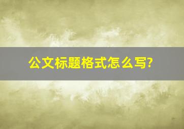 公文标题格式怎么写?