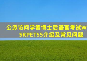 公派访问学者博士后语言考试WSK(PETS5)介绍及常见问题