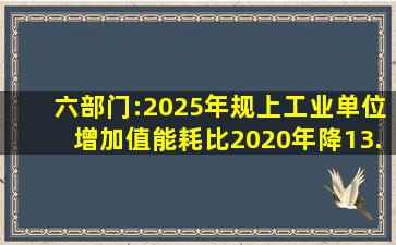 六部门:2025年规上工业单位增加值能耗比2020年降13.5% 