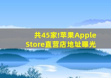 共45家!苹果Apple Store直营店地址曝光 