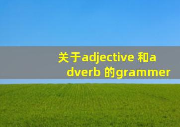 关于adjective 和adverb 的grammer