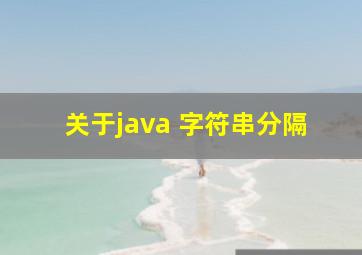 关于java 字符串分隔