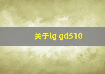 关于lg gd510