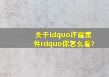 关于“许霆案件”你怎么看?