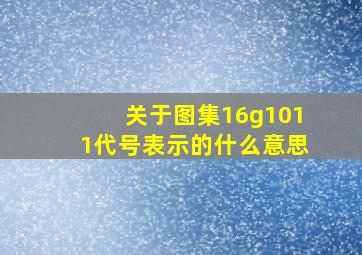 关于图集16g1011代号表示的什么意思