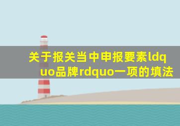 关于报关当中申报要素“品牌”一项的填法