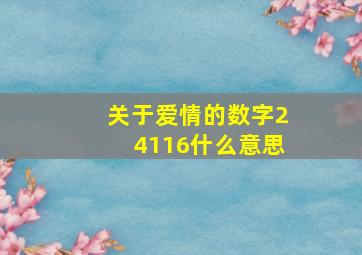 关于爱情的数字24116什么意思