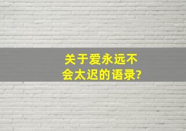 关于爱永远不会太迟的语录?