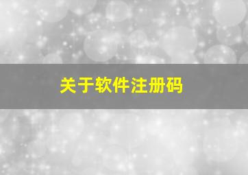 关于软件注册码