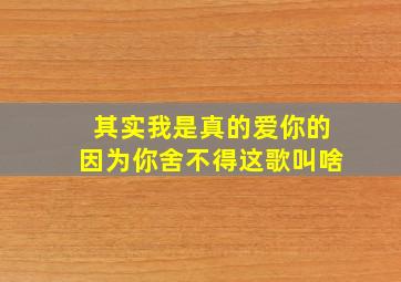 其实我是真的爱你的,因为你舍不得,这歌叫啥