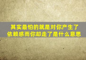 其实最怕的就是对你产生了依赖感而你却走了是什么意思