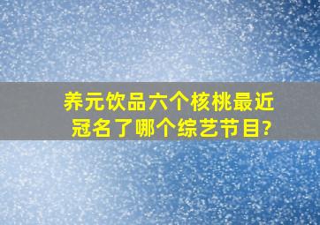 养元饮品六个核桃最近冠名了哪个综艺节目?