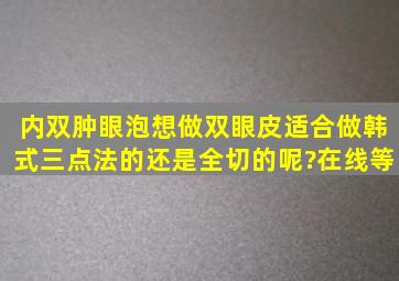 内双肿眼泡想做双眼皮,适合做韩式三点法的还是全切的呢?在线等