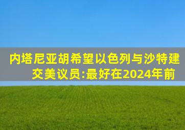 内塔尼亚胡希望以色列与沙特建交,美议员:最好在2024年前