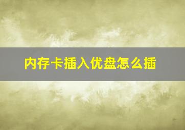 内存卡插入优盘怎么插