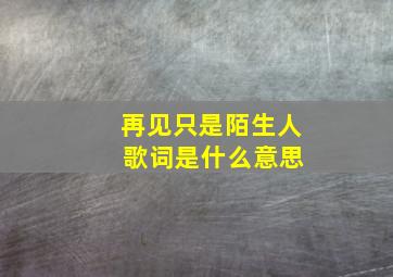 再见只是陌生人 歌词是什么意思