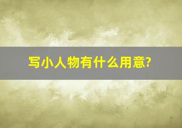 写小人物有什么用意?