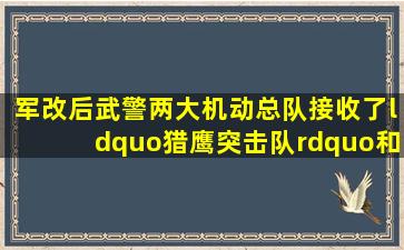 军改后,武警两大机动总队接收了“猎鹰突击队”和“雪豹突击队”