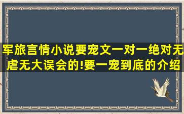 军旅言情小说,要宠文一对一绝对无虐无大误会的!要一宠到底的,介绍...