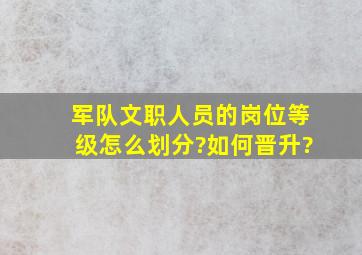 军队文职人员的岗位等级怎么划分?如何晋升?