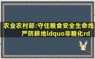 农业农村部:守住粮食安全生命线 严防耕地“非粮化”