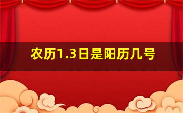 农历1.3日是阳历几号