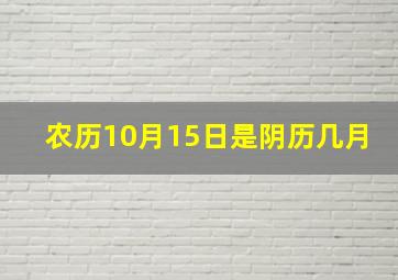 农历10月15日是阴历几月