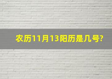 农历11月13阳历是几号?