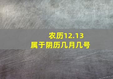 农历12.13属于阴历几月几号