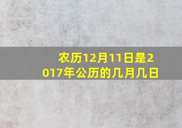 农历12月11日是2017年公历的几月几日