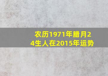 农历1971年腊月24生人在2015年运势